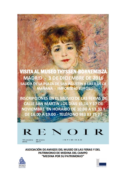 Cartel exposición Museo Thyssen Renoir intimidad 2016 cartel letras blancas