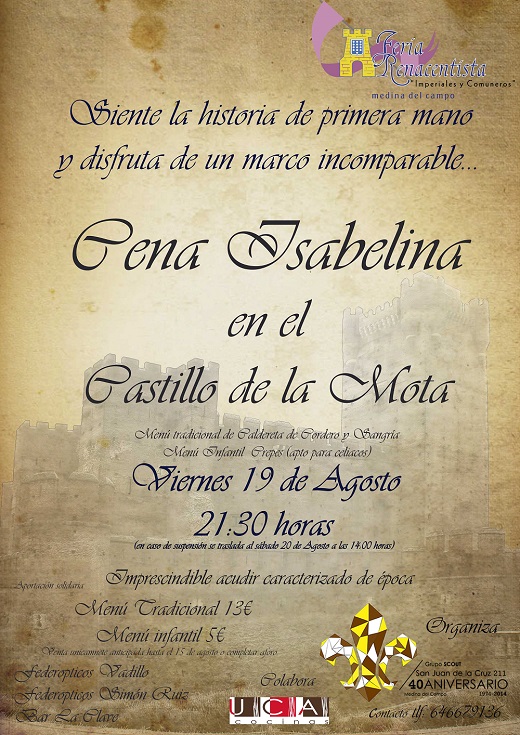 Cartel Cena Isabelina 2016. Castillo de la Mota de Medina del Campo