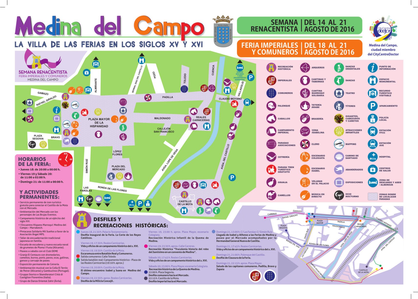 Un plano para no perderse nada durante la Semana Renacentista de Medina del Campo 2016