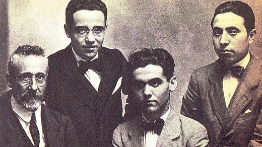 Lorca, segundo por la derecha, con Domínguez Berrueta (impulsor del viaje) y sus compañeros Gómez Ortega y Luis Mariscal. / El Norte