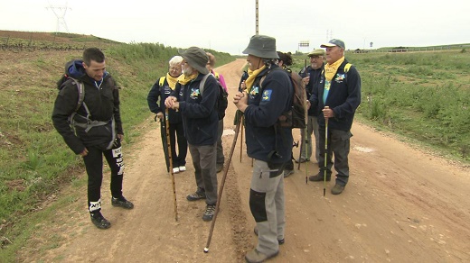 Con un grupo de peregrinos del Camino de Santiago