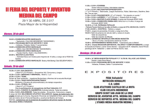 Programa II Feria Deportes y Juventud (Medina del Campo)