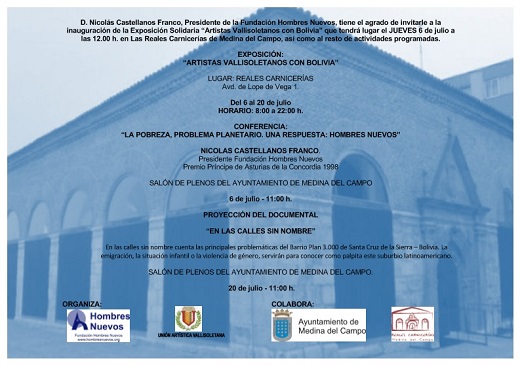Invitación a la exposición en las Reales Carnicerías y CONFERENCIAS Fundación Hombres Nuevos (Medina del Campo)