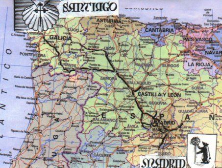Plano Camino madrileño-castellano de Santiago