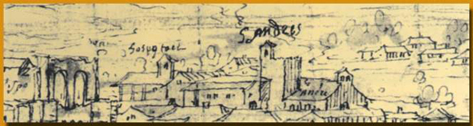 Convento de San Andrés. Dibujo de Anton van de Wyngaerde de 1565