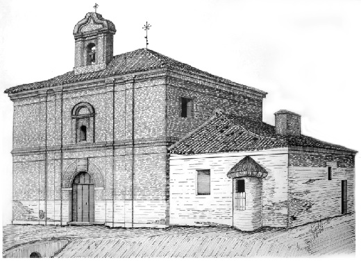 Ermita de San Roque de Medina del Campo. Dibujo a plumín de Juan Antonio del Sol Henández.
