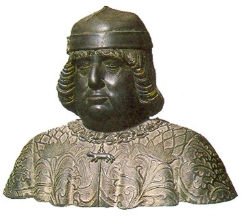    D. Fernando de Antequera.
							      Busto de D. Fernando de Antequera que se encuentra en el Museo de Capodimonte en Nápoles.
							      Es de Guido Mazzoni y la hizo hacia 1492-1493. 
							      Imagen cedida por el Director del Museo de las Ferias de Medina del Campo, D. Antonio Sánchez del Barrio para esta página