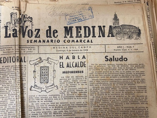 Primera portada de La Voz de Medina - 8 de febrero de 1959