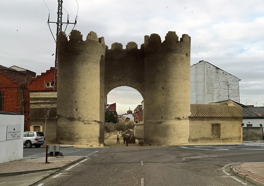 J. Fábregas (fotógrafo) Hacia 1895 – 1899 Fotografía a la albúmina / 12 x 17 cm. Al dorso: «Medina del Campo puerta de la población / nº 523» Colección Ángel Garrido Díez