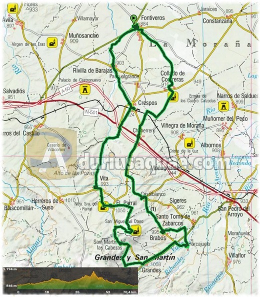 Aquí tenéis la ruta de unos 70 km, y el track en WIKILOC