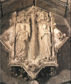 Sepulcro de Juan II en la Cartuja de Miraflores (Burgos) obra de Gil de Siloé. Ampliación de fotografía