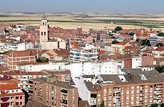 Imagen aérea de algunos de los edificios de la localidad de Medina del Campo. IVAN LOZANO 