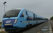 El Tren de Alta Velocidad Talgo-Disel entre Medina del Campo y Olmedo, en unas pruebas. 