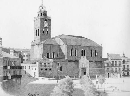 Iglesia Colegiata de San Antoln. Dibujo a bolgrafo de Cristina Figueroa