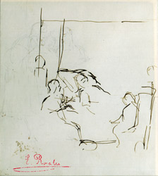 Eduardo Rosales. Apunte para el Testamento de Isabel la Católica, 1863. Tinta sobre papel. (18 x 15,5  cm) Colección particular
