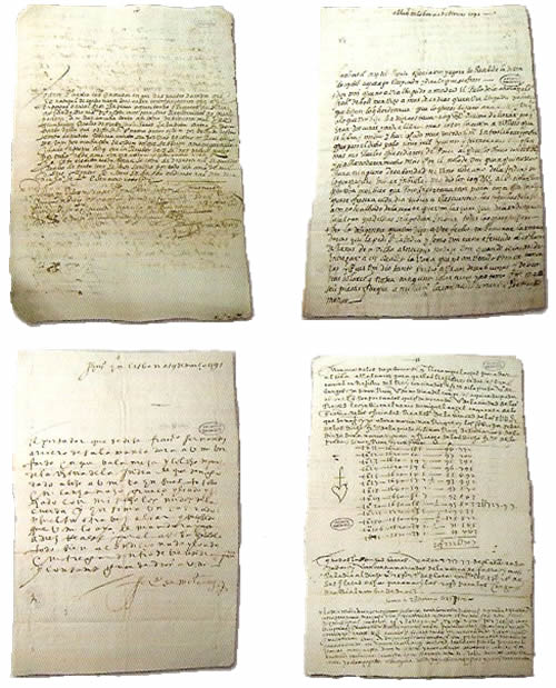 Cartas Comerciales del Archivo de Simn Ruiz. Siglos XVI-XVII. Manuscrito sobre papel. 31x22 cm (cada carta) Arcgivo de Misn Ruiz (depositado en el Archivo Histrico Provincial de Valladolid) 