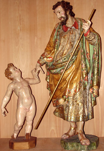 San José con el Niño Juan de Montejo Hacia 1600 Escultura en madera policromada 140 x 63 x 40 cm. (San José) / 75 x 40 x 30 cm. (el Niño) Fundación Simón Ruiz. Medina del Campo 