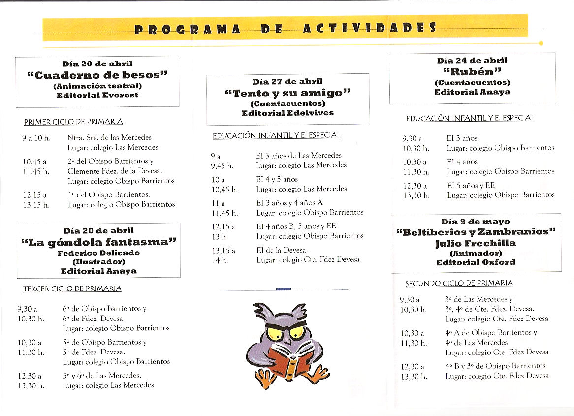 Programa Animacin a la Lectura. Jornadas de Teatro Escolar de los Colegios Pblicos de Medina del Campo