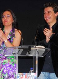 Noelia Romo y Javier Veiga, presentadores de la gala. / FOTOS FRAN JIMNEZ