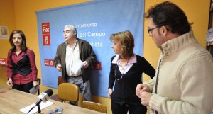 Susana Calderón, José Medina, Ana Vázquez y Carlos Rodríguez, en la rueda de prensa del día 5. / F. J. 