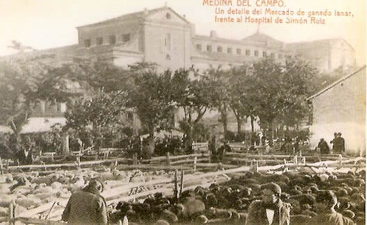 Mercado lanar frente al hospital de Simón Ruiz. H.1920