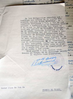 Diligencias instruidas el 24 de diciembre de 1959, que acompañan al registro de defunción de Björnskau.