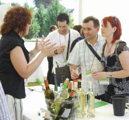 Visitantes en la carpa Tiendas de Vino de España. / FRAN JIMÉNEZ 