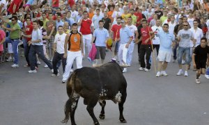 Un momento del encierro celebrado ayer en las calles de Medina. ::  FRAN JIMÉNEZ