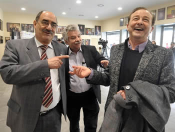 Crescencio Martín, Emiliano Allende y Juan Diego en el Auditorio Municipal de Medina del Campo