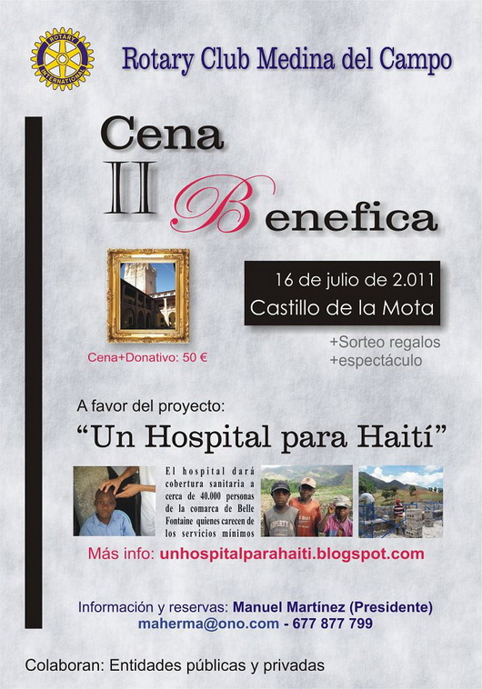 Cartel cena benéfica a favor del proyecto "Un Hospital para Haití"