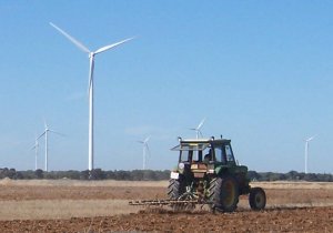 Molinos de viento instalados en el parque de San Lorenzo en la comarca del Duero-Esgueva. :: J. F.