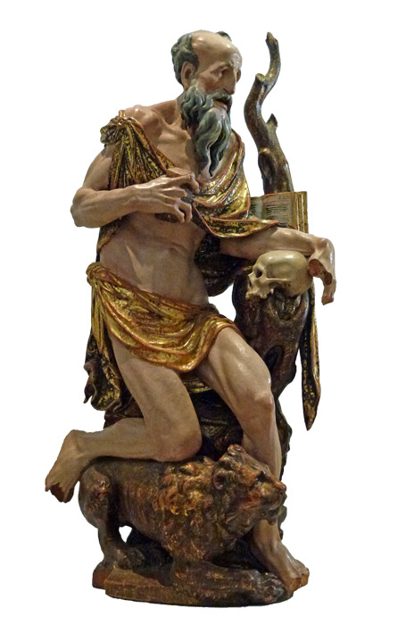 San Jerónimo. Alonso Berruguete. Entre 1536-1537.Madera policromada 99,5x45x30 cm. Iglesia de Ntra. Señora de la Soterraña. Sta. Marçia la Real de Nieva (Segovia)