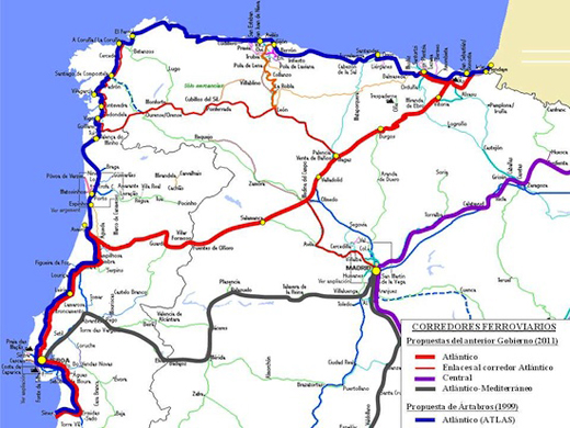 Corredor ferroviario. Plano propuestas del anterior Gobierno (2011)