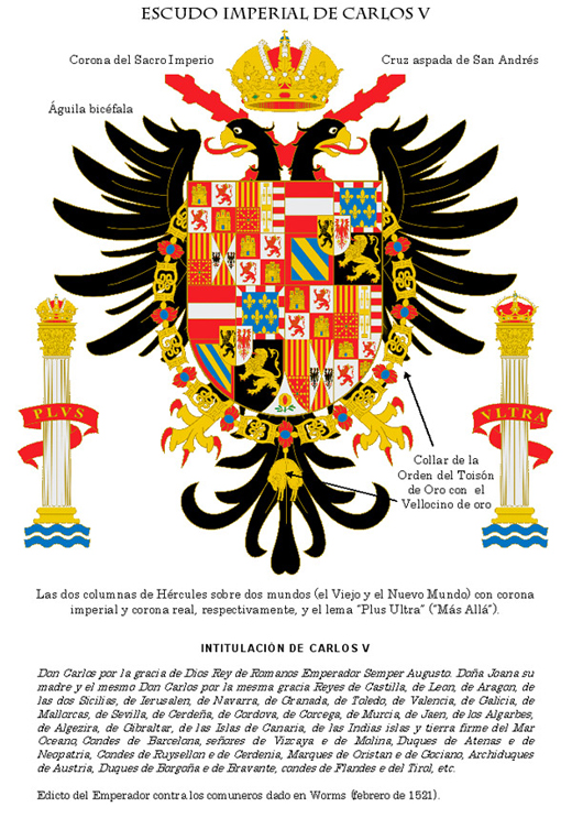 Los escudos de armas que representan a sus estados quedan explicados en los gráficos adjuntos ampliables.