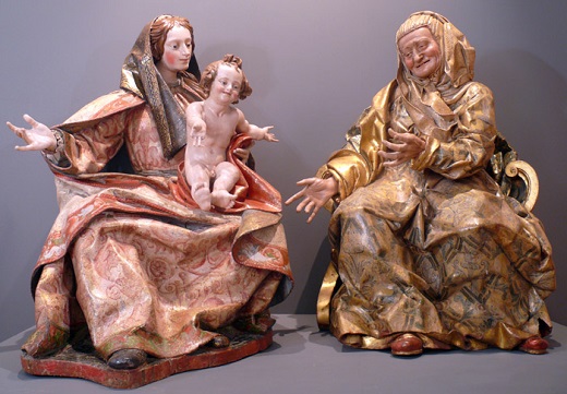 Santa Ana con la Virgen y el Niño Esteban de Rueda Primer cuarto del siglo XVII Madera de pino policromada / 98x74x52 cm (Santa Ana) y 95x70x86 cm (Virgen con Niño)
