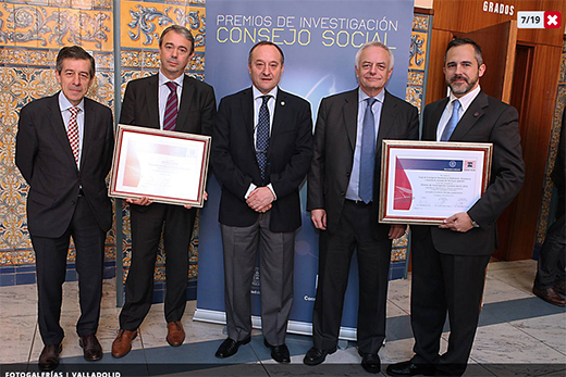 Entrega de los Premios de Investigación del Consejo Social de la Universidad de Valladolid En esta edición los premios han recaído en el Grupo de Investigación Reconocido Movilidad, Biomecánica, Visualización Avanzada y Paralelismo (MoBiVAP) y en la empresa ABN Pipe Systems