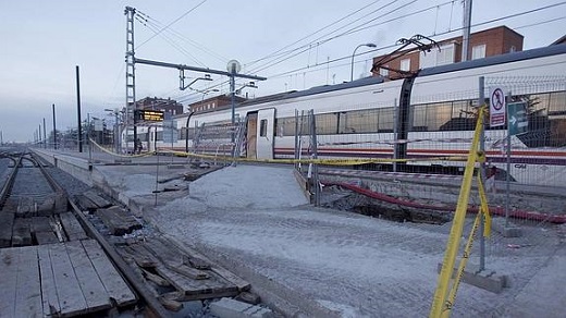 Obras de acondicionamiento para la llegada de la alta velocidad ferroviaria en la estación de tren de Palencia en enero de este año. / Merche de la Fuente