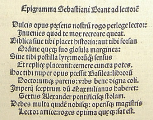 Biblia latina, sexta parte... Basilea: Johann Froben y Johann Petri, a costa de Sebastián Brant. 1 de diciembre de 1498. Encuadernación gótica en piel de cerdo gofrada con motivos vegetales. y tablas de madera. Dos broches metálicos de cierre / 31’5 x 22’6 cm. Biblioteca del Convento de PP. Carmelitas Descalzos. Medina del Campo 