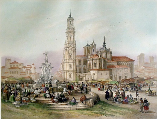 Un mercado. Costumbres españolas. Genaro Pérez Villaamil (dibujo) / Alphonse Bichebois et Adolphe Bayot (litografía) 1840. Pérez Villaamil, G., España artística y monumental. Vistas y descripción de los sitios y monumentos más notables de España (París, Alberto Hauser, 1842-1844. Imp. Lemercier, Benard et Ce) Estampa litográfica / 29'5 x 38'5 cm 