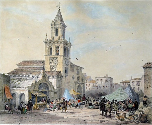 Mercado junto a la iglesia de la Feria en Sevilla Genaro Pérez Villaamil (dibujo) / Alphonse Bichebois et Adolphe Bayot (litografía) 1833 Pérez Villaamil, G., España artística y monumental. Vistas y descripción de los sitios y monumentos más notables de España (París, Alberto Hauser, 1842-1844. Imp. Lemercier, Benard et Ce) Estampa litográfica / 32 x 39 cm 