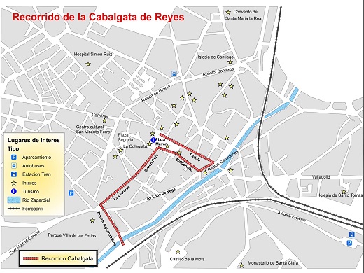 Recorrido de la cabalgata de Reyes Mayor 2016