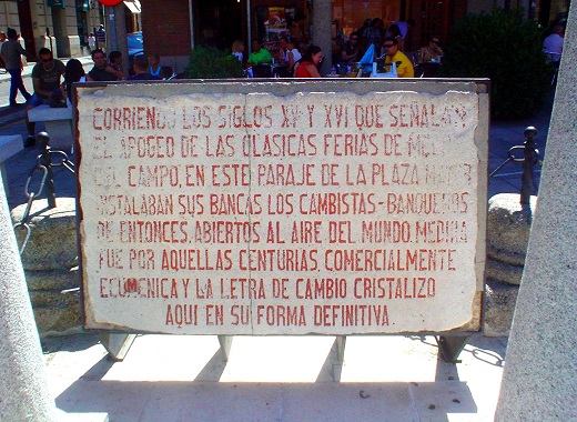 Monumento a la "Letra de Cambio" en Medina del Campo