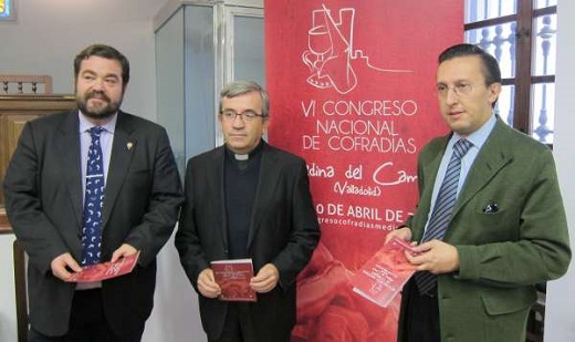 Carlos García, Luis Argüello y Javier Burrieza, durante la presentación del VI Congreso Nacional de Cofradías de Semana Santa
