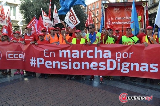 Movilización de UGT y CCOO por las pensiones.