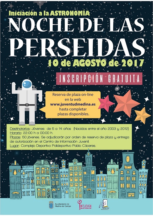 Cartel iniciación a la astronomía "Noches de las Perseidas"