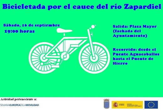 Cartel bicicletada por el cauce del río Zapardiel