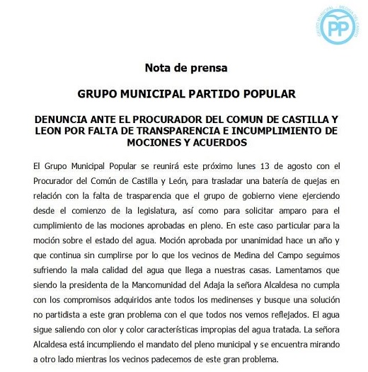 El Grupo Municipal Popular presentará este documento ante el Procurador del Común / Cadena Ser