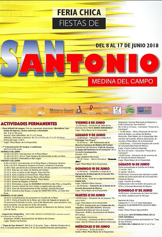 Cartel programación Feria Chica de San Antonio 2018