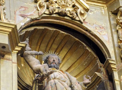Estado en el que se encuentra el retablo de Las Angustias en La Colegiata de San Antolín / PSOE Medina