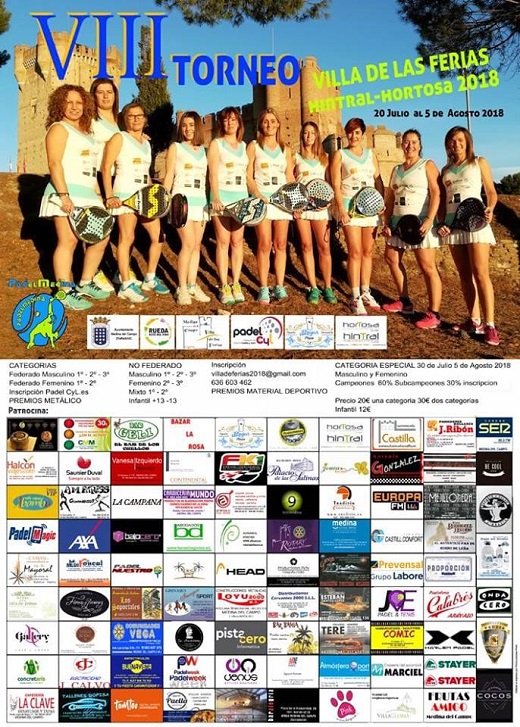 Cartel del VIII Torneo de Pádel 'Villa de las Ferias' de Medina del Campo